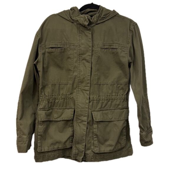 Universal Thread Utility Jacket Women Medium Military Green Hooded Cargo Pockets - Picture 1 of 8